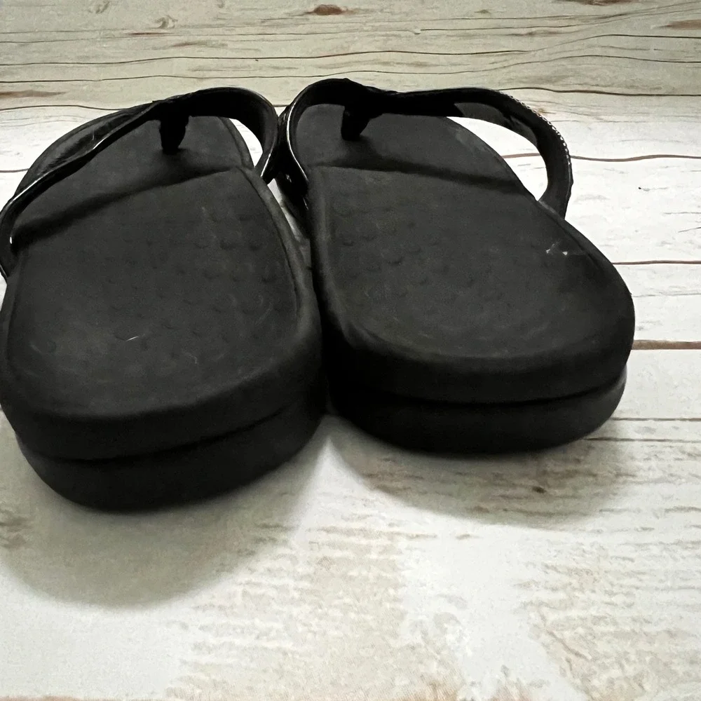 Vionic Tide Sequins Thong Sandals Black Orthotic Arch Support Size 8